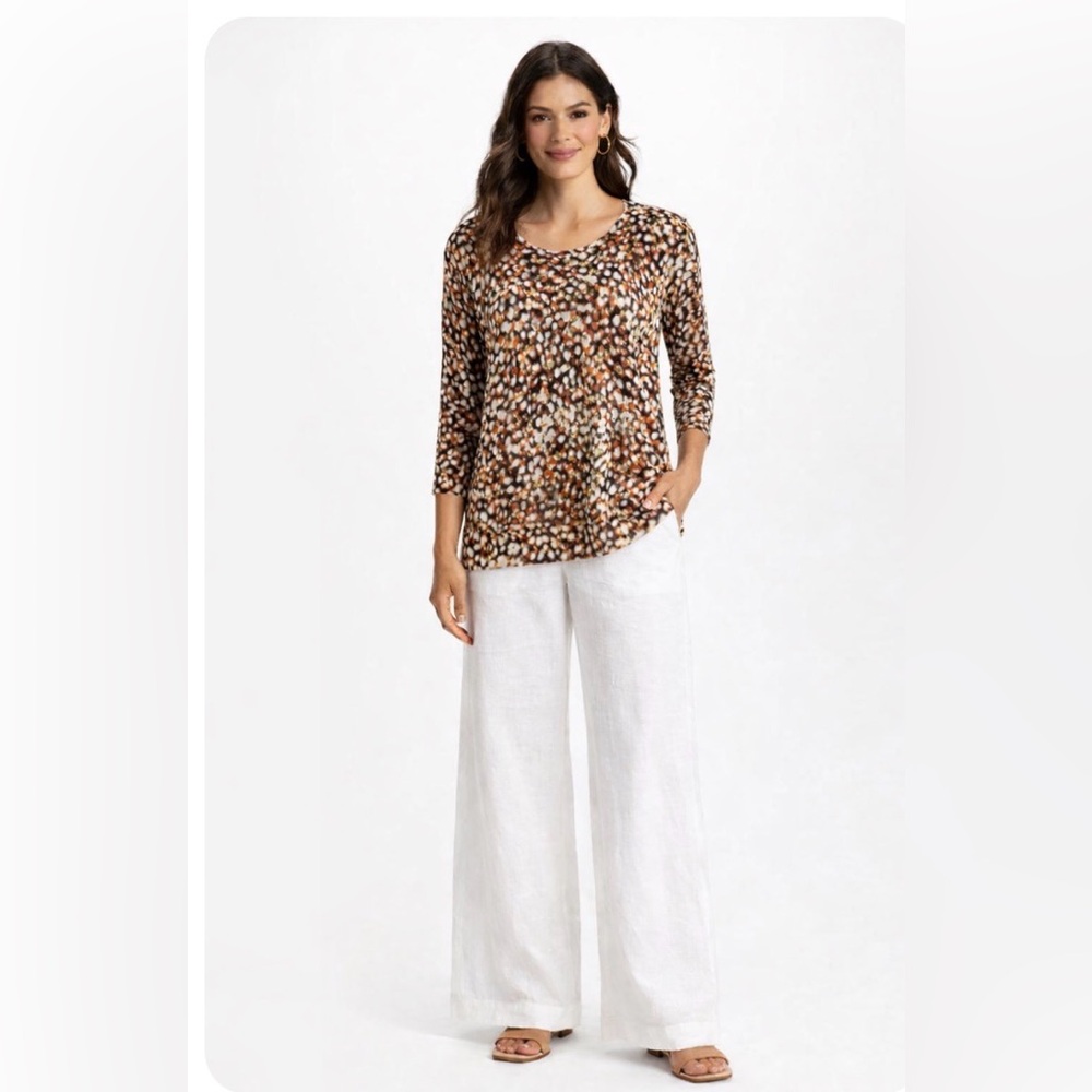 Liverpool Brown Multi-Print Scoop Neck Sweater